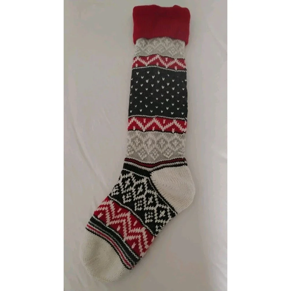 Pottery Barn Kids Fair Isle Wool Christmas Stocking Monogramed Mom Cabin EUC
